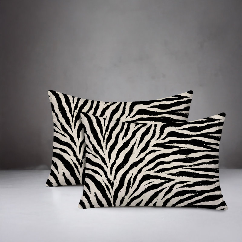 Oreiller réversible Jay Zebra, 25x18, Noir