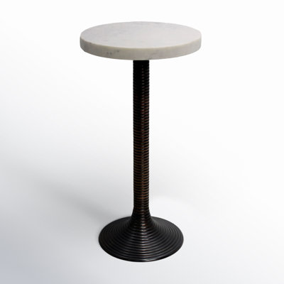 Adika Round Marble and Ribbed Metal Martini Table