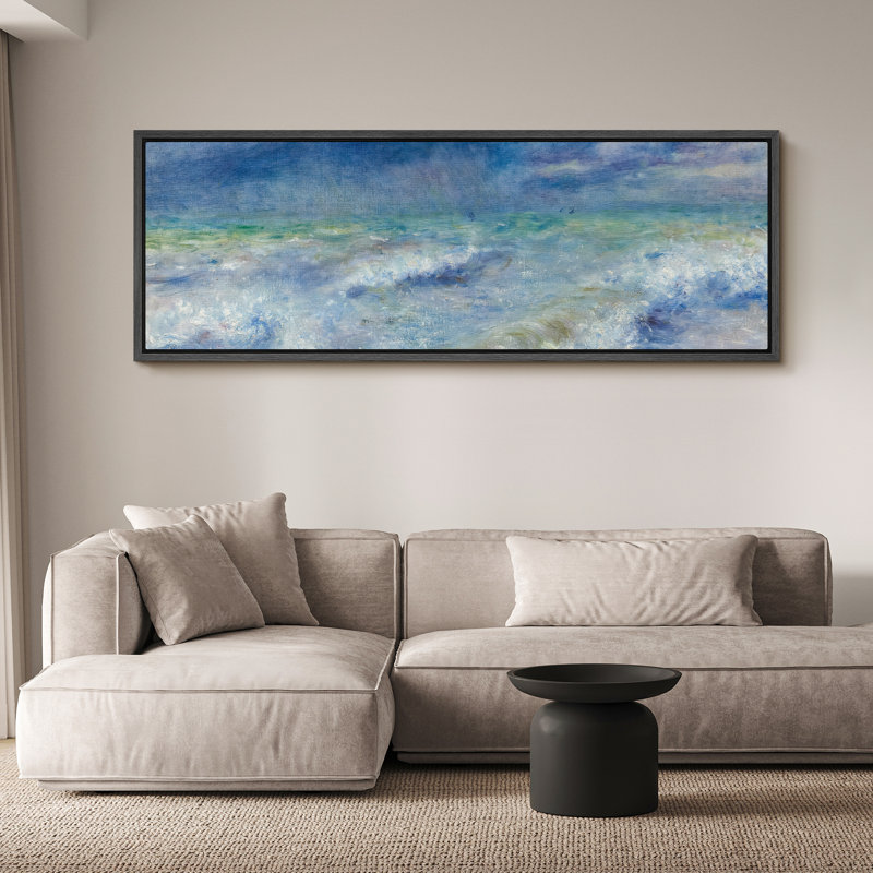 Coastal Beach Serenity At Sea An Impressionist's Vision, H 20 po x l 60 po, Black