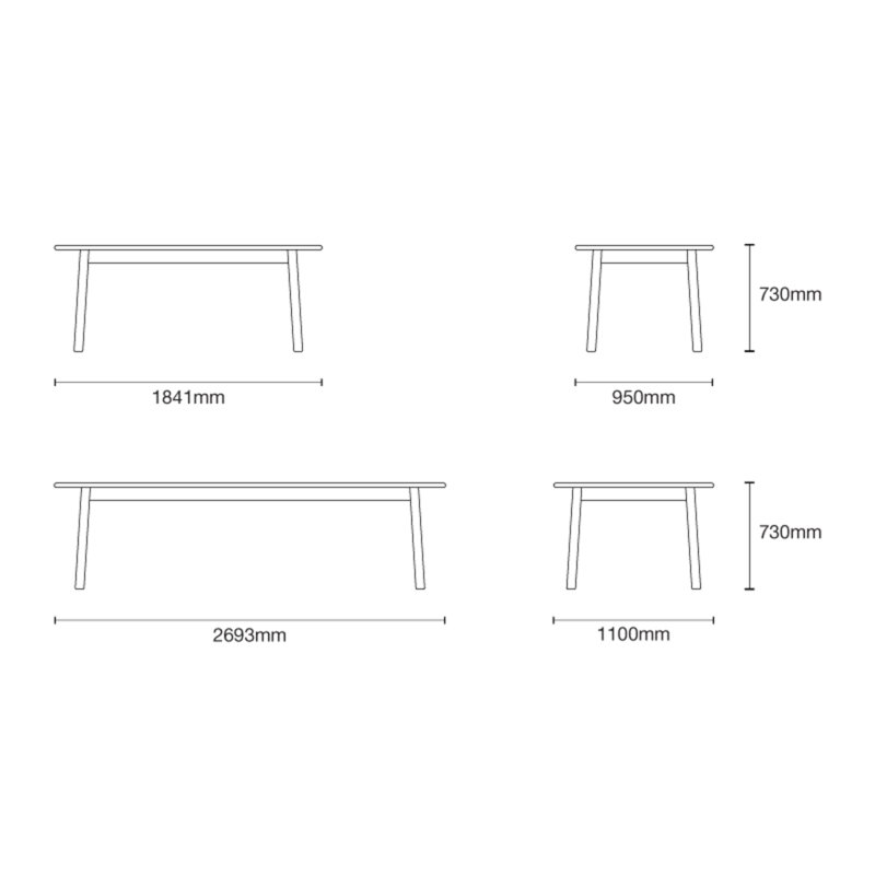 Tanso Outdoor Teak Dining Table, 28.74" H x 43.31" W x 106.30" L