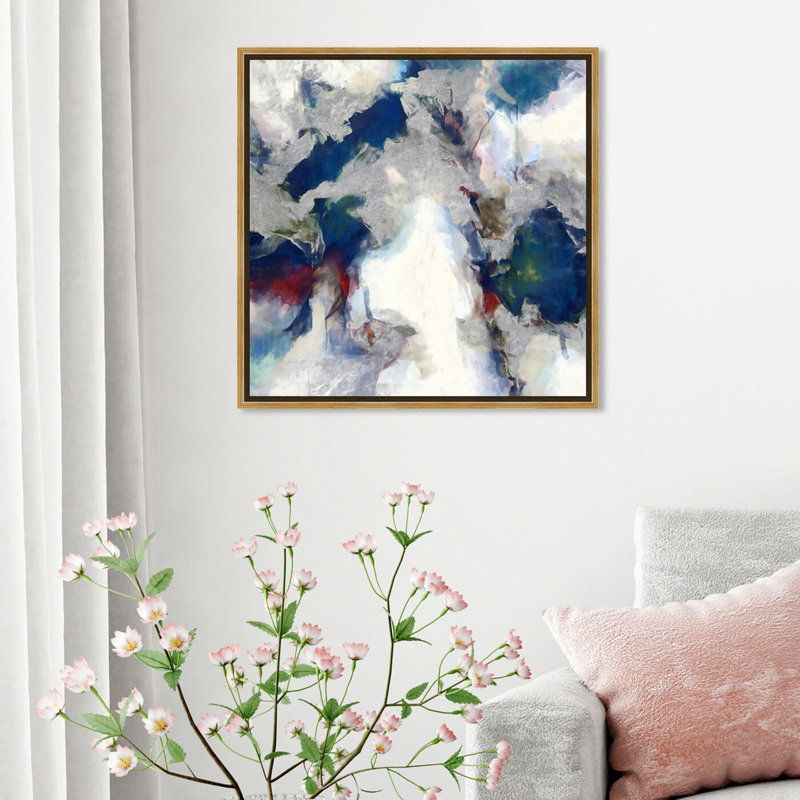 Abat-jour Explosive - Peinture sur toile, H 16 po x l 16 po, Toile avec cadre doré