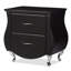 Table de chevet Kamaryn en similicuir noir et pieds en acier chromé, H 24,38 po x l 25,16 po x P 16,19 po-1441500754