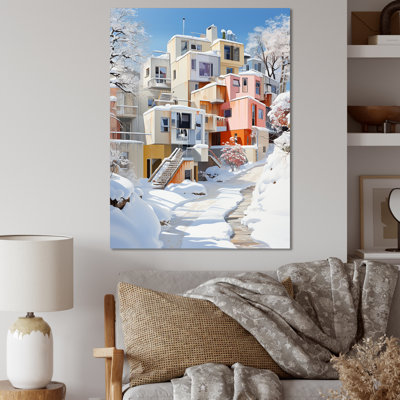 «De Stijl Modern City In Winter II», reproduction sur toile