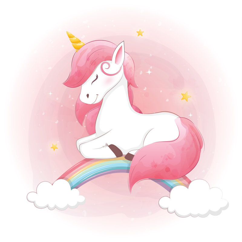 Cute Unicorn by Nesser3321 - Wrapped Canvas Print, 30cm H x 30cm W