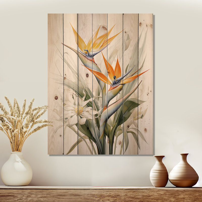 Myrtille - Décoration murale en bois floral sur bois de pin naturel, H 32 po x l 24 po