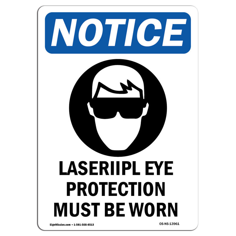 Plaque de protection oculaire laser avec symbole