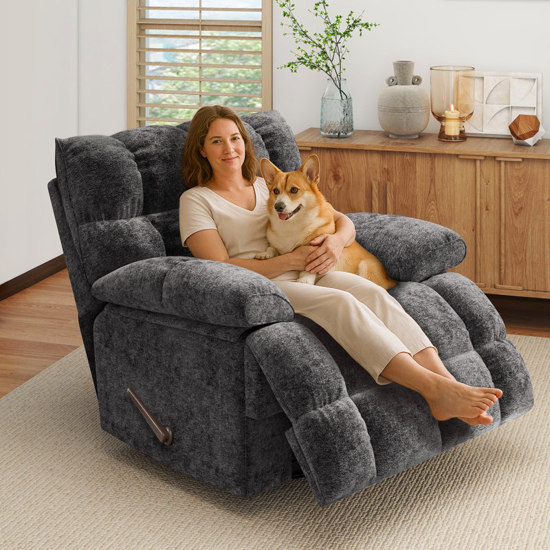 Fauteuil inclinable manuel pivotant surdimensionné de 41,5 po de largeur, fauteuil inclinable à bascule pivotant surdimensionné