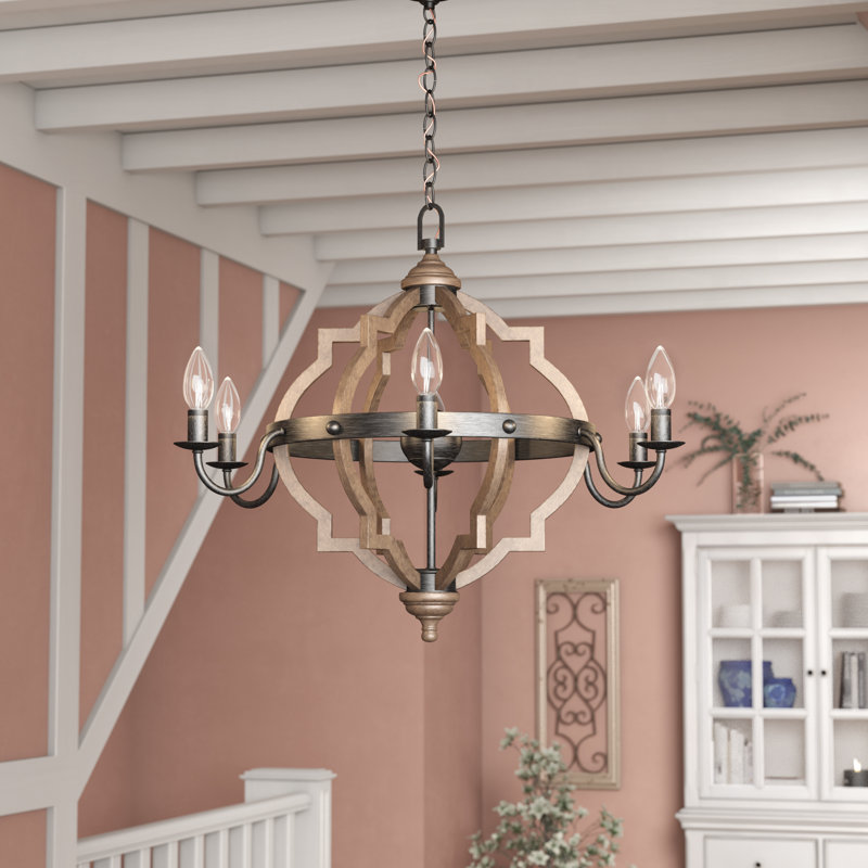 Hadie 6 - Light Dimmable Geometric Chandelier, Stardust, 22" H x 26" W x 26" D, No Bulb Included