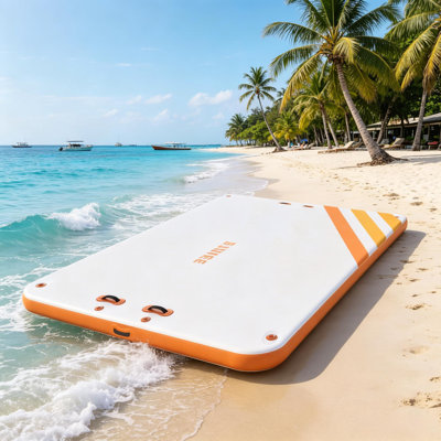 Inflatable Floating Dock with Rope Ladder, Non-Slip Swimming Water Platform for Pool, Beach, Lake