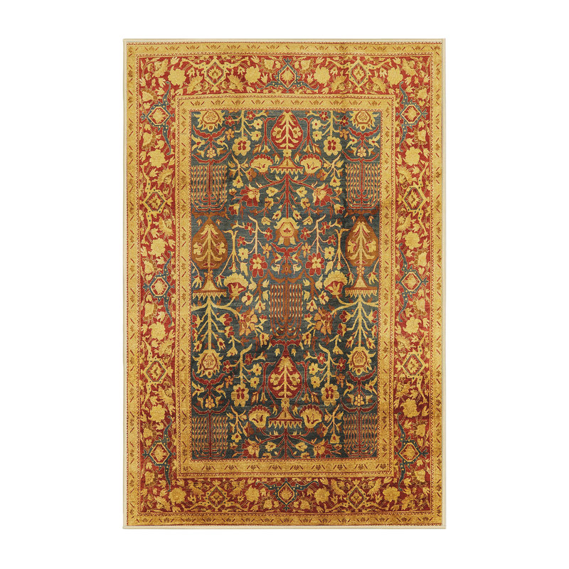 Tapis oriental jaune / rouge / bleu, Rectangle 8 pi x 12 pi