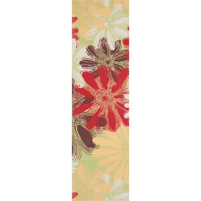 Tapis vert moderne Dian, Tapis de couloir 2 pi 3 po x 8 pi