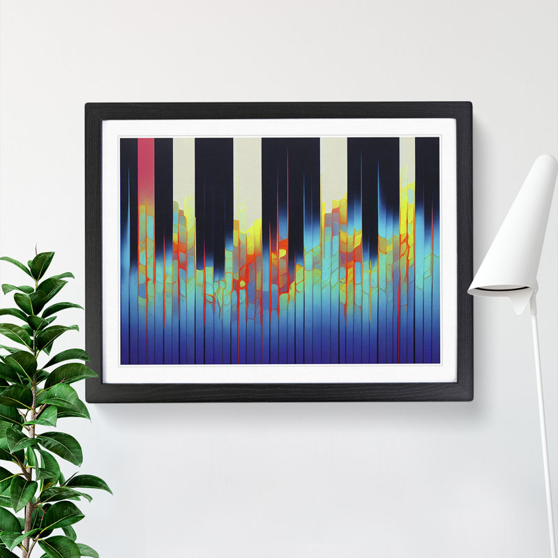 Audio Equalizer Abstract - Single Picture Frame Print, Black , 46cm H x 64cm W