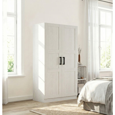 2-Door Wardrobe – Hanging Closet With Multiple Shelves