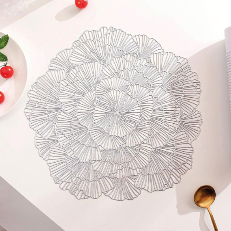 Vinyl Abstract Round Placemat, Silver