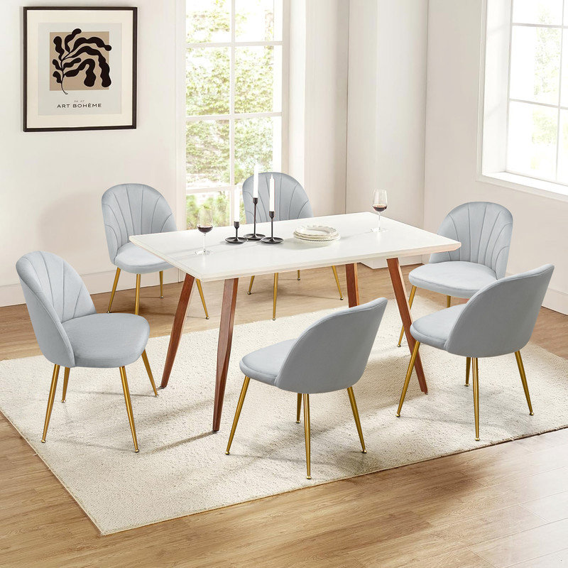 Modern Velvet Armless Side Dining Chairs, Gray