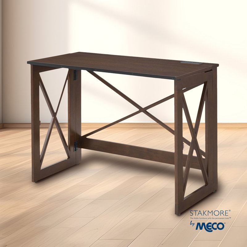 Bureau pliant polyvalent avec prises encastrées MECO Stakmore