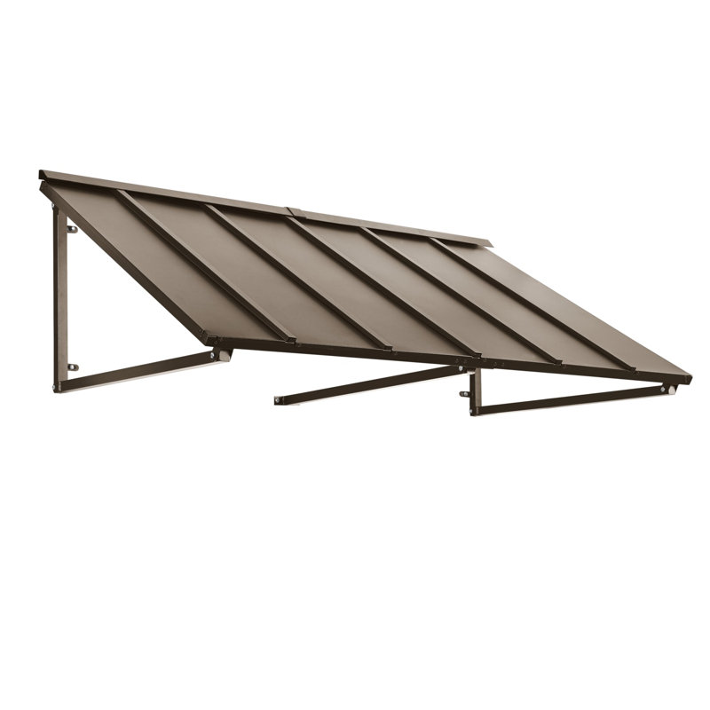 Awntech Houstonian Standing Seam Metal Fixed Awning, Bronze, 24" H x 80" W x 36" D, Aluminum