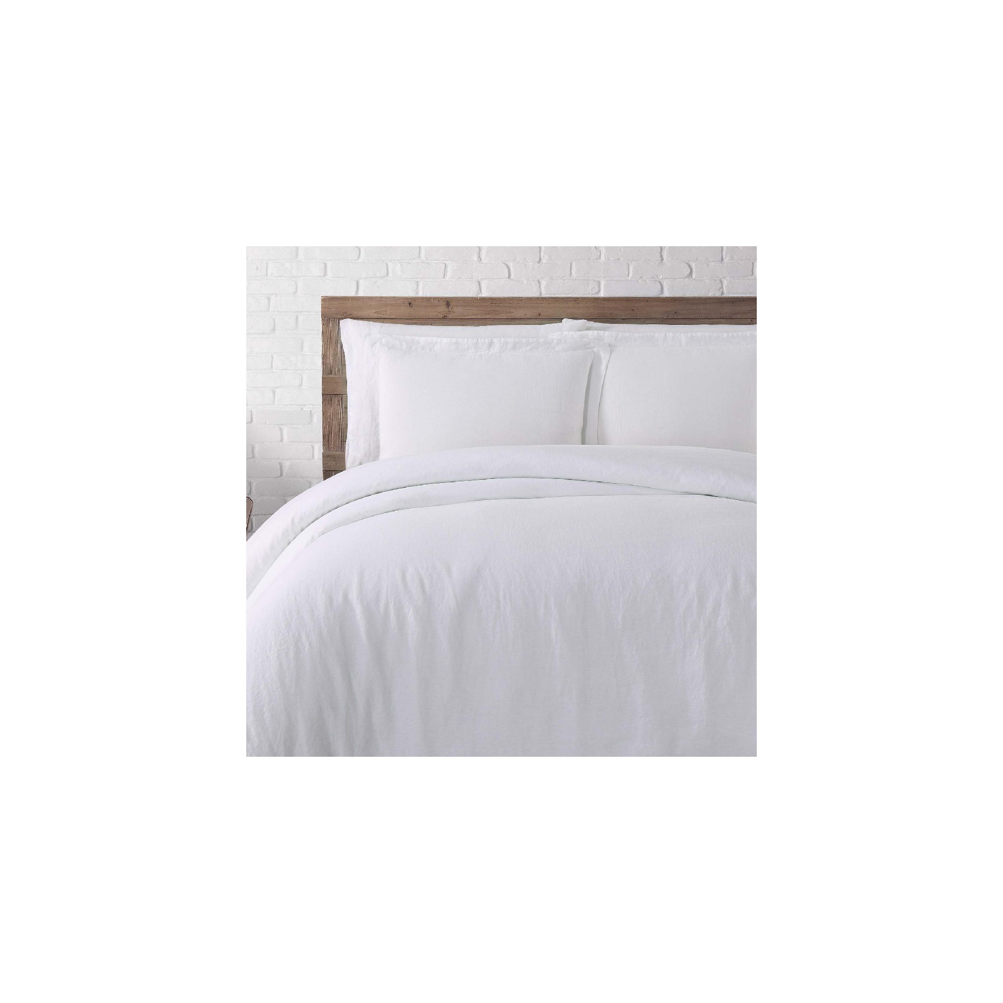Nena 100% Linen Percale Duvet Cover Set, King Duvet Cover + 2 King Shams, White