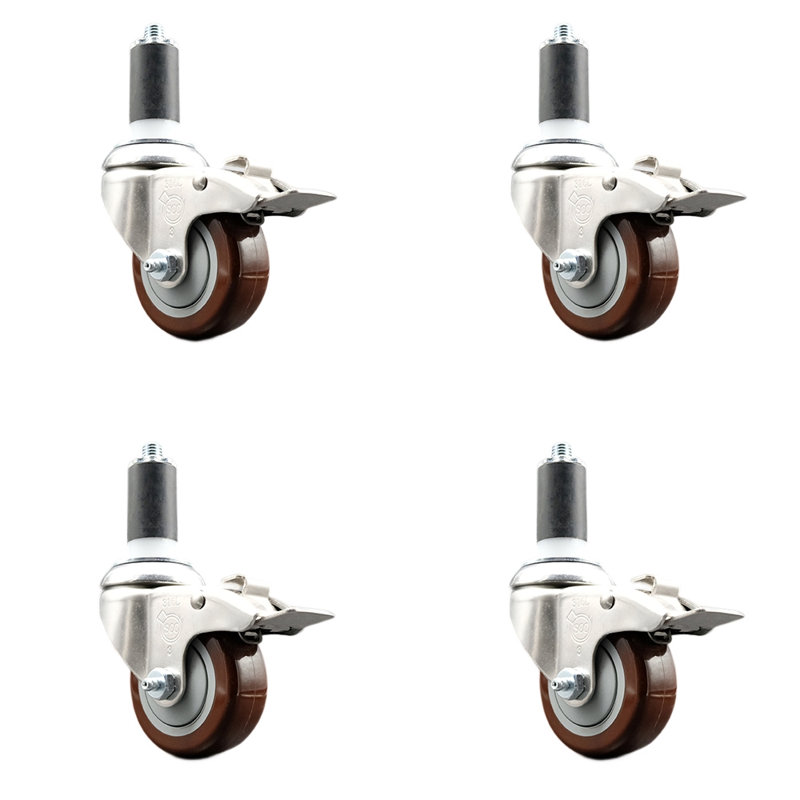 Jeu de roulettes extensibles en poly, Marron, H 3 po x l 3 po