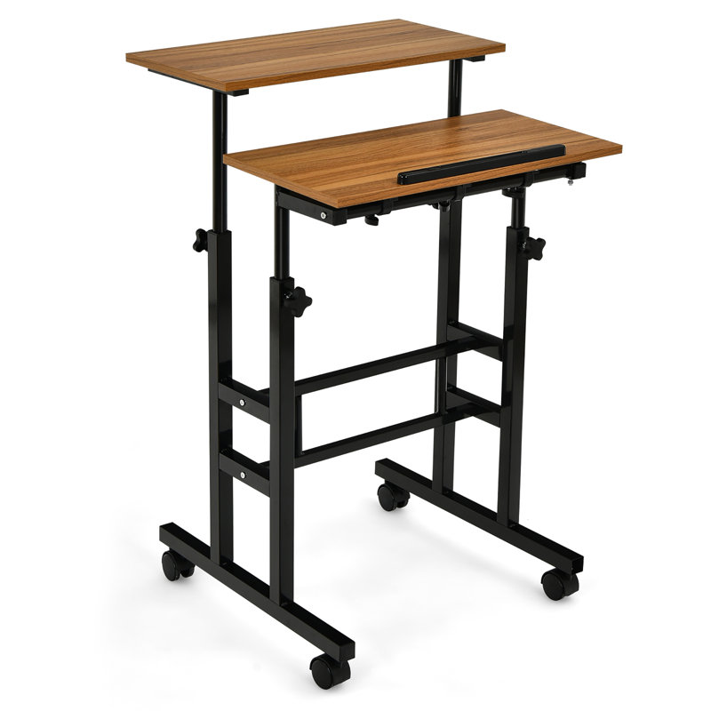 Adjustable Standing Desk, Walnut/Black