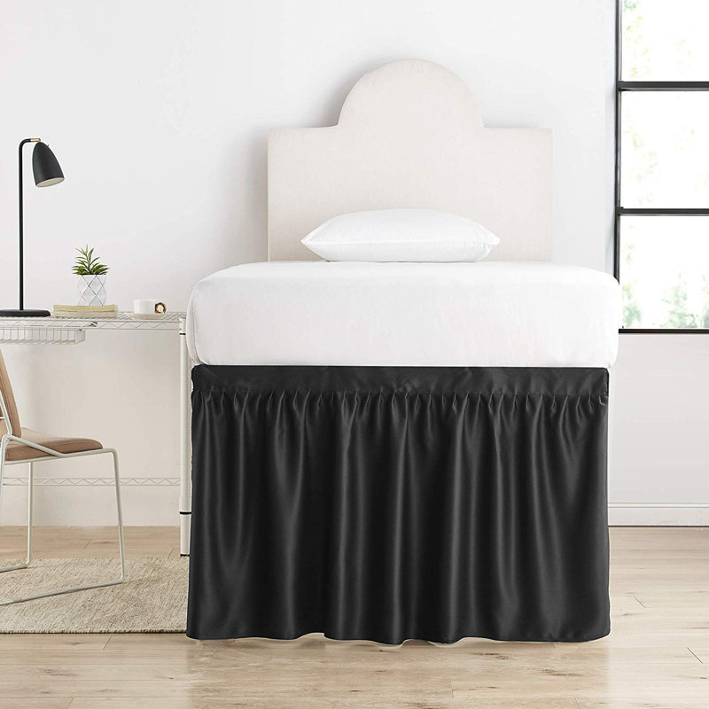Pleated Wrap Around Bed Skirt, Black, 30"