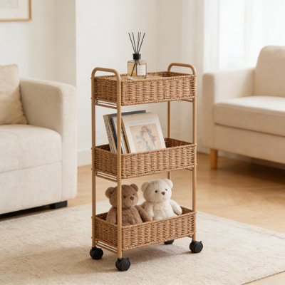 Narrow 3-Tier Rolling Utility Cart With Locking Wheels, Slim Mobile Storage Organizer For Kitchen, Bathroom, Office, Laundry Room, And Tight Spaces