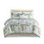 Édredon double bleu avec 6 pièces et coussin décoratif - Imprimé tropical pour une évasion côtière agréable, machine à laver moderne pour la chambre