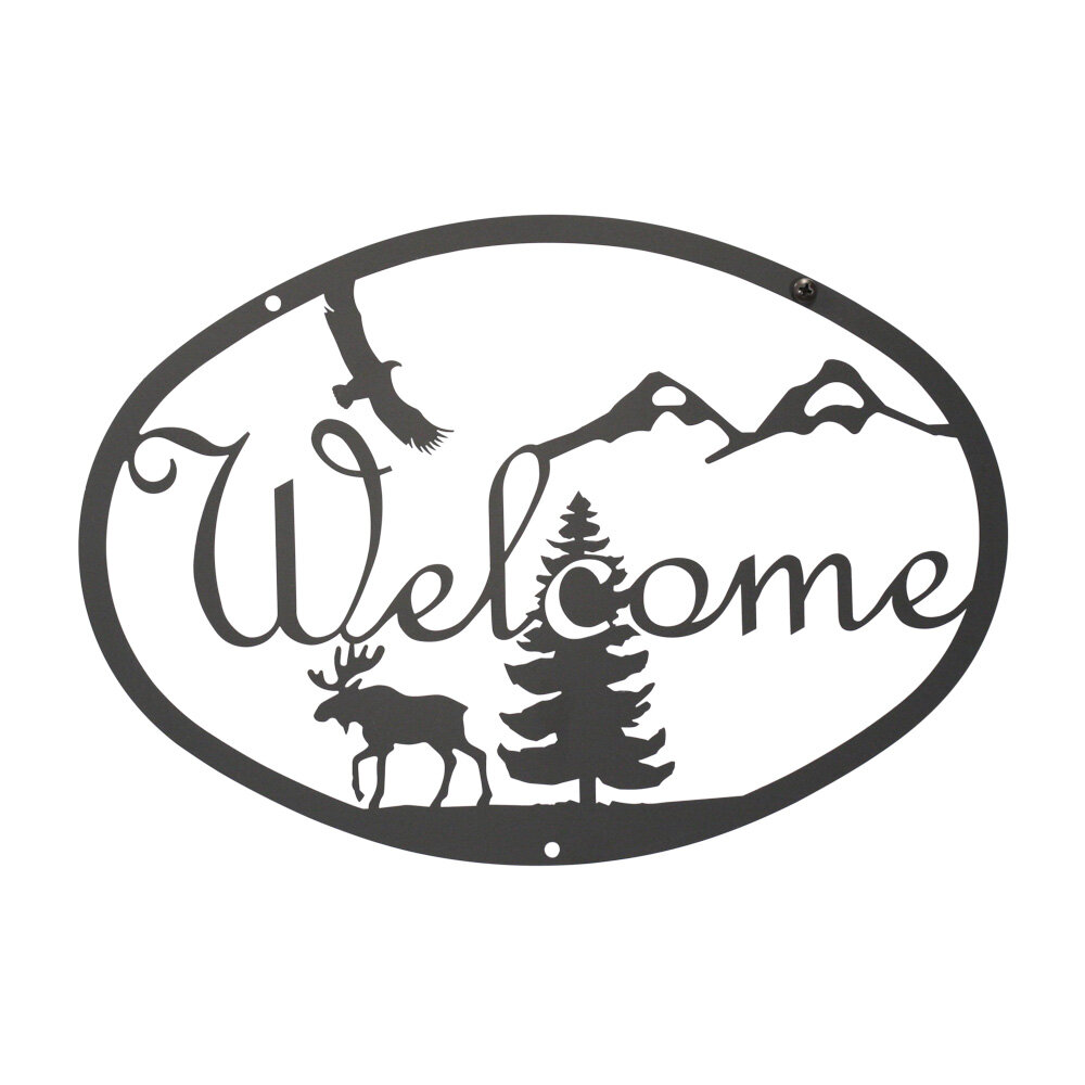 Loon Peak Aisling Moose and Eagle Welcome Sign | Wayfair