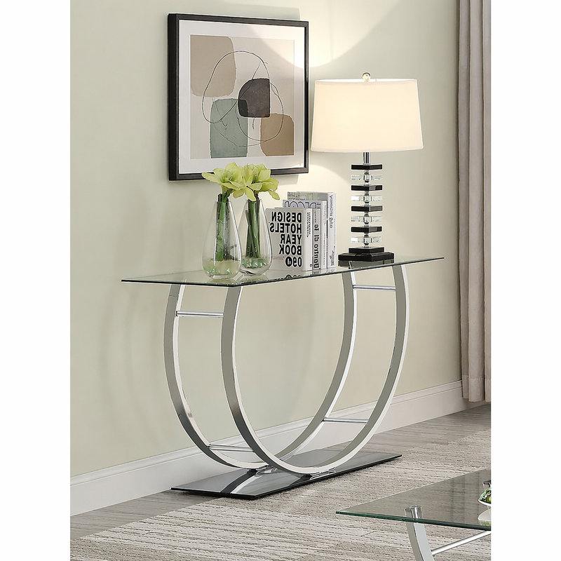 Garrett Chrome Glass Top Console Table