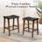 24" Counter Height Backless Bar Stools Set Of 2, Walnut Wood Frame With Black Faux Leather Woven Seat, Modern Kitchen Island Stools For Breakfast Bar