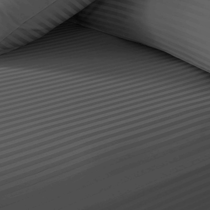 Soft & Cozy 40cm Extra Deep Pocket Microfiber Striped Fitted Sheet, Super King (6'), Charcoal