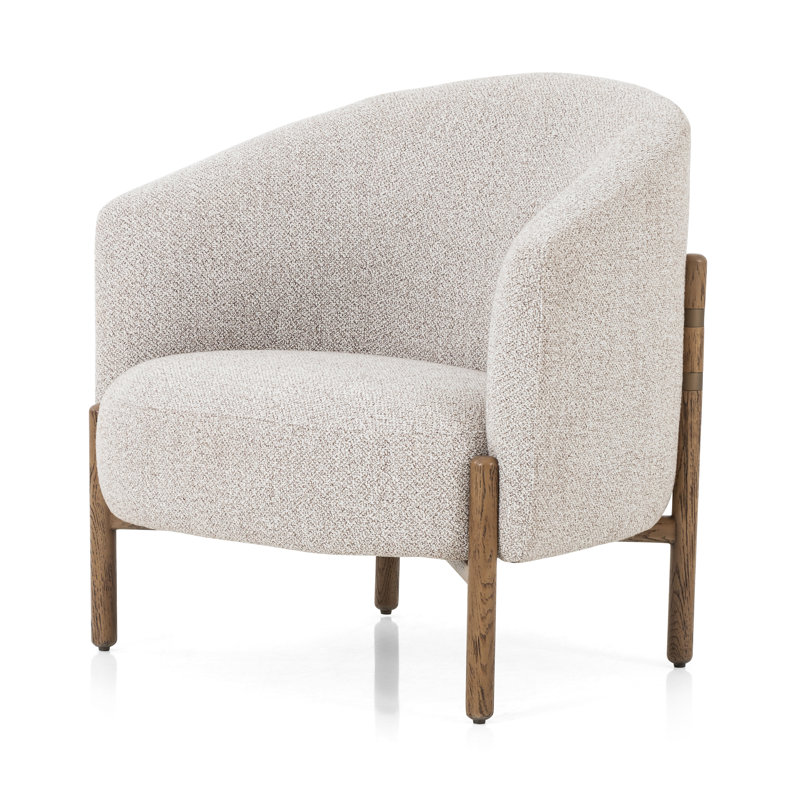 Enfield Barrel Chair Chair with Ottoman, Astor Stone Polyester