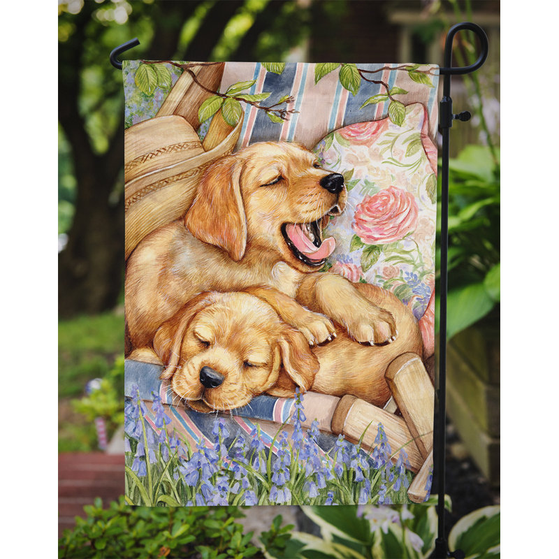 Drapeau de jardin 2 côtés pour les comptoirs de jeu jaune labrador, H 15 po x l 11 po
