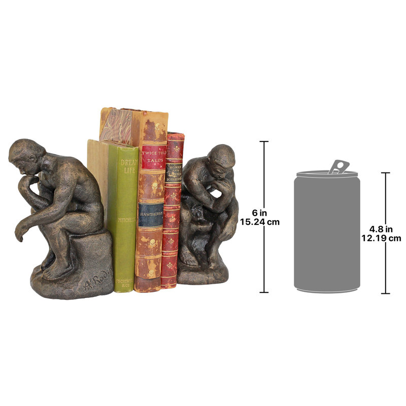 Serre-livres de sculpturale en fonte de rodin de réflexion