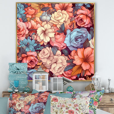 " Blossoming Retro Pink And White Roses "