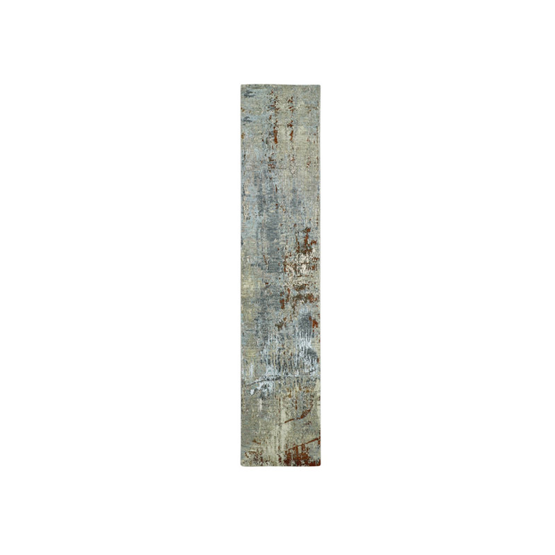Tapis de couloir noué à la main 2 pi 7 po x 13 pi gris à motif abstrait en laine 2 pi 7 po x 13 pi A3D68095B7FF4FD3973571CFE7926C6C