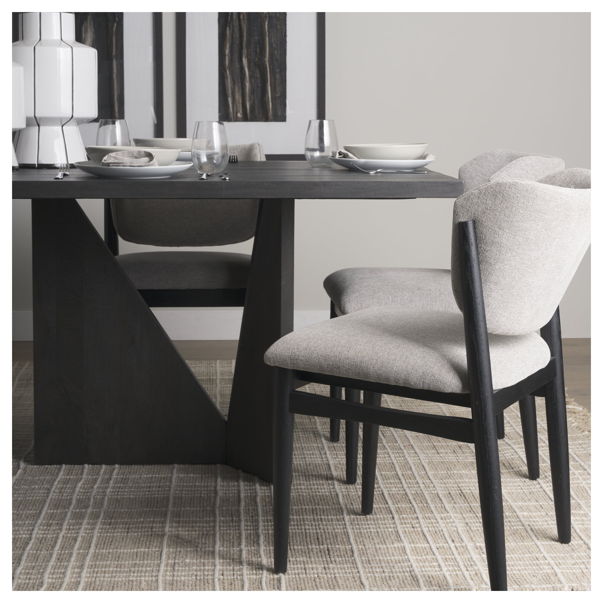 Gillespie 84" Geometric Cutout Base Dining Table, Black