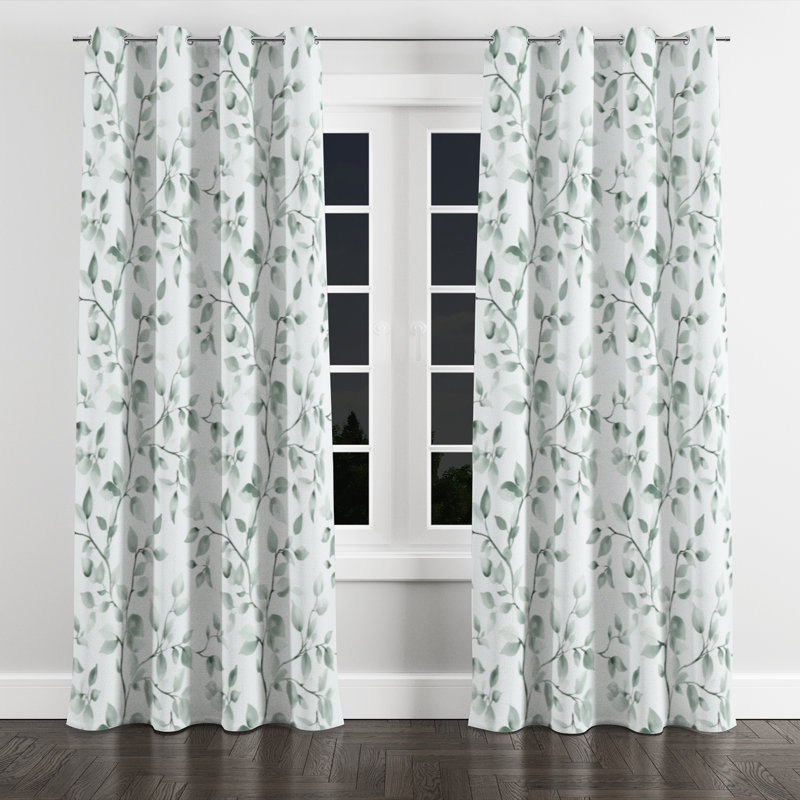 Country Farmhouse Room Darkening Curtains - Floral Banan Grommet Curtain - 1 Panel, 52" W x 108" L, Silver Grommets