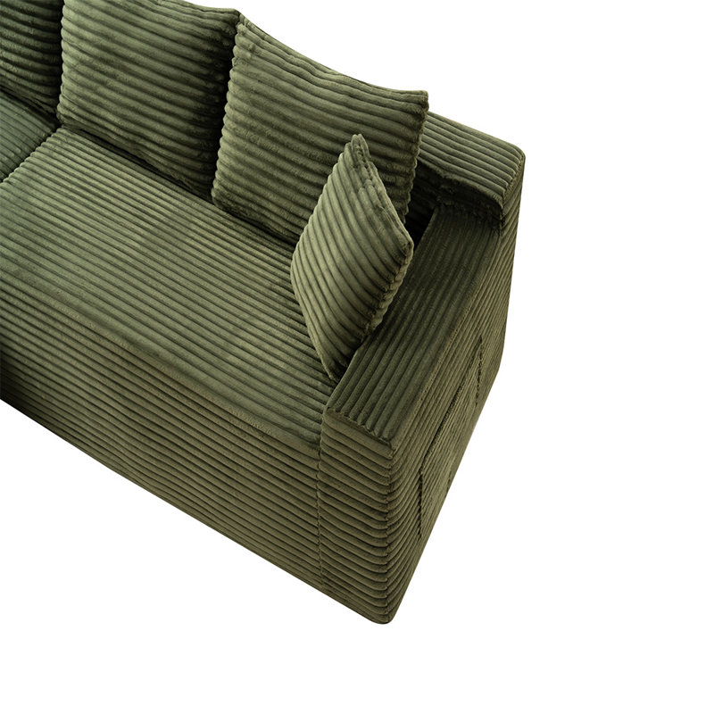 Canapé modulaire à compression (vert), Velours côtelé vert, Orienté vers la gauche