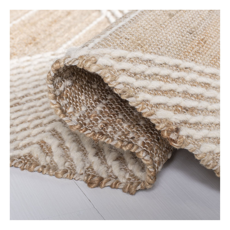 Geometric Hand-Woven Jute and Wool Area Rug, Rectangle 9' x 12'