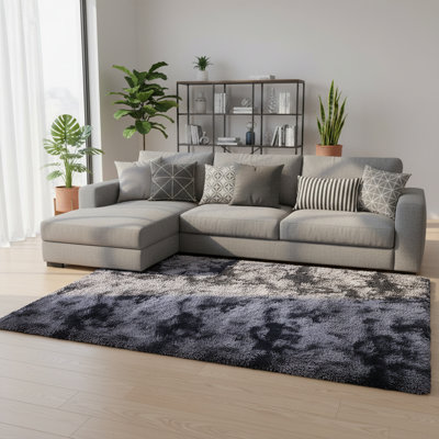 Dark gray shag area rug plush carpet