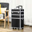 Shiny Diamond Pattern Silver-Edged Three-in-One Black Makeup Case
