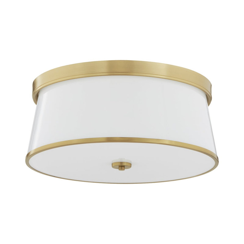 Qualesha Glass Flush Mount, 9" H x 20" W x 20" D, Antique Brass