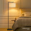 Lampe sur pied à DEL noire 60 po avec abat-jour tambour en tissu brun clair Montage Ampoule incluse-183064420-266565201