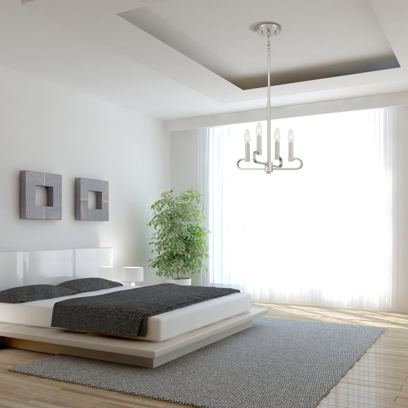 4 - Light Dimmable Classic / Traditional Chandelier, Brushed Nickel