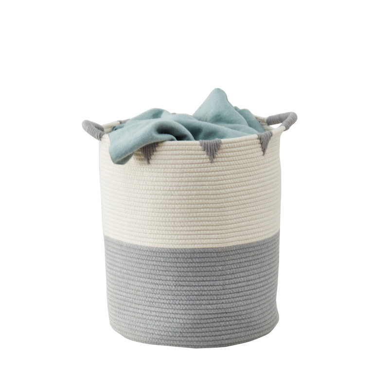 Ensemble de paniers en tissu, Gris, ivoire, blanc, H 14 po x l 12,6 po x P 12,6 po, 5