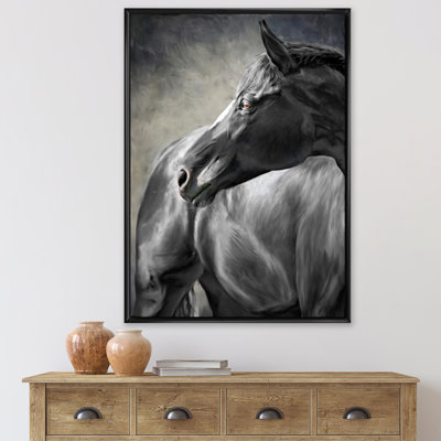 Portrait d'un cheval noir - peinture sur toile