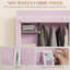 Pink Wheeled Freestanding Portable Fabric Garment Wardrobe with Hanging Rail and Multiple Storage Shelves for Bedroom Clothing Storage