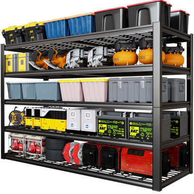 Étagère de garage avec tablettes en métal robustes, P 30 po x H 68 po x l 68 po, avec étagères de garage réglables à 4 niveaux, étagères industrielles