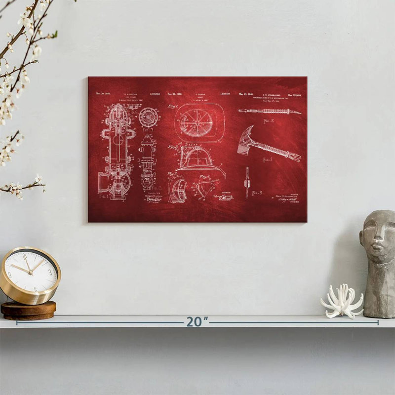 Firefighter Patents, reproduction sur toile, H 8 po x l 12 po